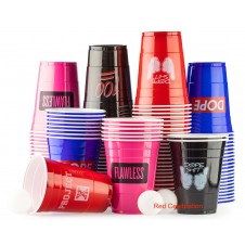 drie achterzijde Aubergine Red Cups kopen - v.a. €2,77 voor 25 Red Cups in Nederland & België!